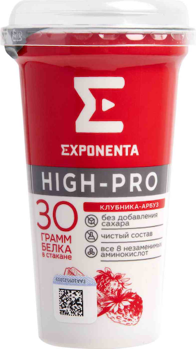 Напиток кисломолочный обезжиренный Exponenta High-Pro Клубника Арбуз 0% #1
