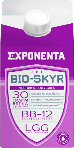 Напиток кисломолочный обезжиренный Exponenta Bio-Skyr 3в1 черника-голубика 0% #1
