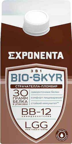 Напиток кисломолочный обезжиренный Exponenta Bio-Skyr 3в1 страчателла-пломбир 0% #1