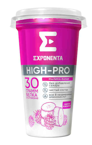 Напиток кисломолочный обезжиренный Exponenta High-Pro со вкусом Малина-банан 0% #1