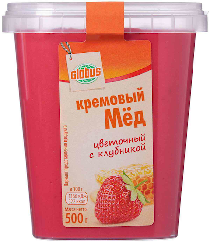 Мёд кремовый Глобус цветочный с клубникой #1