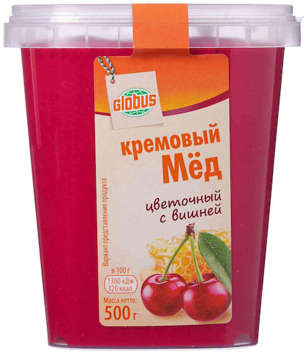 Мёд кремовый Глобус цветочный с вишней #1