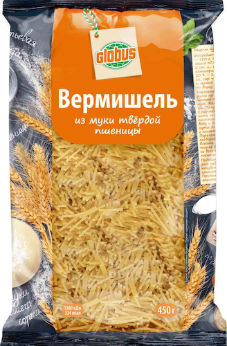 Макаронные изделия Глобус Вермишель из муки твердой пшеницы #1