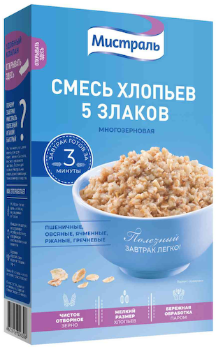 Хлопья быстрого приготовления Мистраль 5 злаков #1