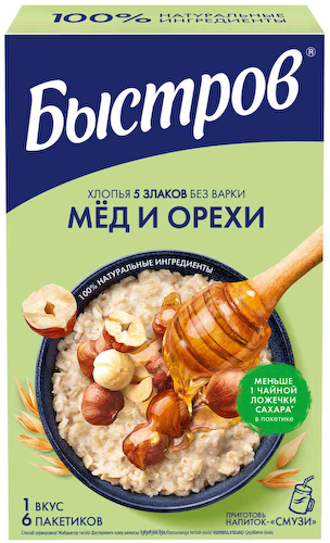 Хлопья Быстров 5 злаков Мед-орех #1