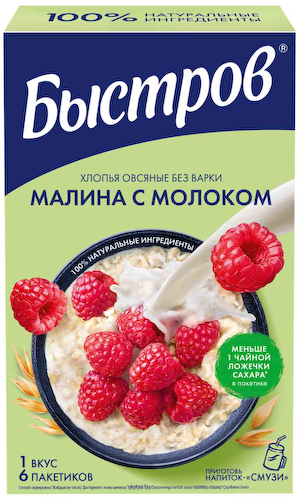 Хлопья овсяные Быстров Малина-молоко #1