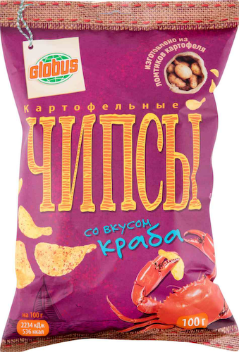 Чипсы картофельные Глобус со вкусом Краба #1