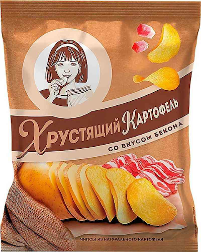 Чипсы картофельные Хрустящий картофель в ломтиках со вкусом Бекона #1