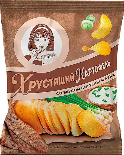 Чипсы картофельные Хрустящий картофель в ломтиках со вкусом Сметаны и лука #1