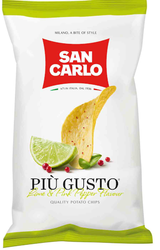 Чипсы картофельные San Carlo Piu Gusto лайм и розовый перец #1