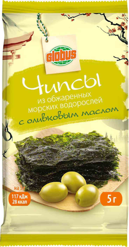 Чипсы из обжаренных морских водорослей Глобус с оливковым маслом #1