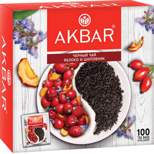 Чай чёрный Akbar Яблоко и шиповник #1