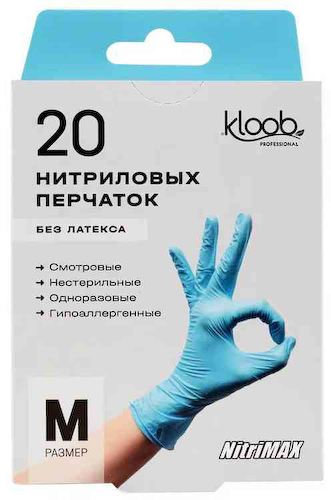 Перчатки нитриловые Kloob laboratories Размер М, без латекса #1