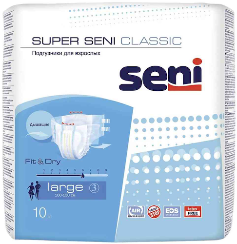 Подгузники для взрослых Super Seni Classic large 3 (100-150 см) #1