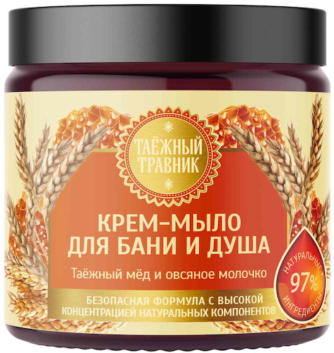 Крем-мыло для бани и душа Таёжный травник Таежный мед и овсяное молочко #1