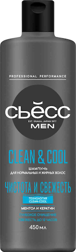 Шампунь для нормальных и жирных волос Сьёсс Men Clean & Cool Глубокое очищение #1