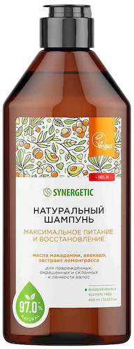 Шампунь для поврежденных, окрашенных и склонных к ломкости волос Synergetic Максимальное питание и восстановление #1