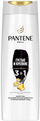 Шампунь-бальзам-ополаскиватель для тонких, ослабленных волос 3в1 Pantene Pro-V Густые и крепкие #1