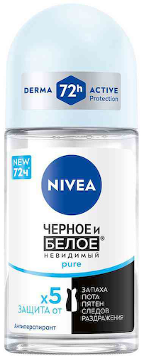 Антиперспирант ролл NIVEA Черное и белое Невидимый Pure #1