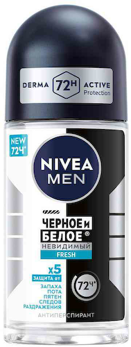 Антиперспирант ролл NIVEA MEN Черное и белое Невидимый Fresh #1