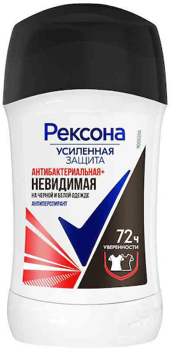 Антиперспирант стик Рексона Усиленная защита Антибактериальная + Невидимая #1