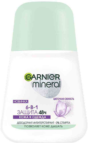 Антиперспирант ролл Защита 6в1 Garnier Mineral Цветочная свежесть 48 ч #1