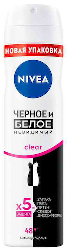 Дезодорант-антиперспирант спрей NIVEA Черное и белое Невидимый Clear #1