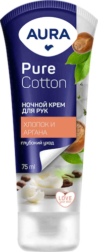 Крем для рук ночной Aura Pure Cotton Хлопок и аргана #1