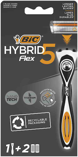 Бритвенный станок мужской Bic Hybrid 5 Flex с 2 сменными кассетами #1
