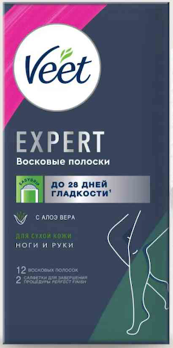 Восковые полоски для депиляции Veet для сухой кожи с Алоэ вера #1