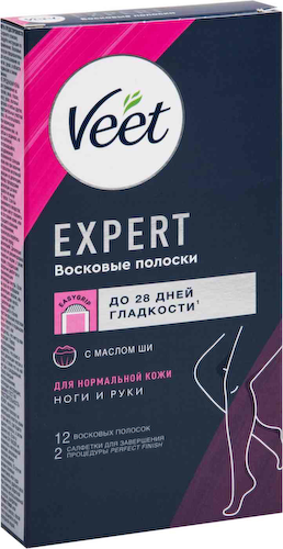 Восковые полоски для депиляции Veet Expert для нормальной кожи с маслом ши #1