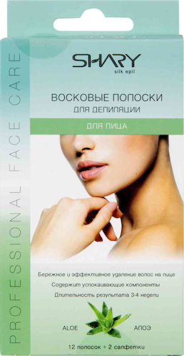 Восковые полоски для депиляции для лица Shary с алоэ #1