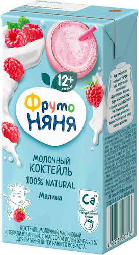 Молочный коктейль ФрутоНяня Малина с 12 месяцев 2,1% #1