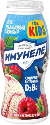 Напиток кисломолочный Имунеле For Kids Малиновый пломбир 1,5% #1