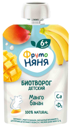 Биотворог ФрутоНяня Манго-банан с 6 месяцев 4,2% #1