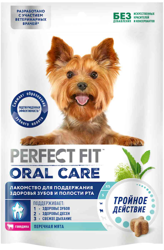 Лакомство для мелких и миниатюрных пород собак Perfect Fit Oral Care Перечная мята и говядина #1