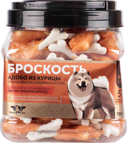 Лакомство для собак GreenQZin Броскость куриное мясо на кальциевой косточке #1