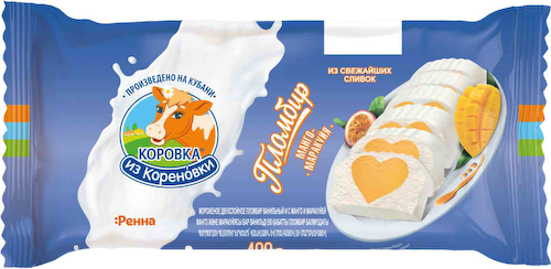Мороженое пломбир двухслойный Коровка из Кореновки ваниль с манго и маракуйей 15% #1