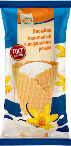 Мороженое пломбир Глобус Ванильный в вафельном рожке 15% #1