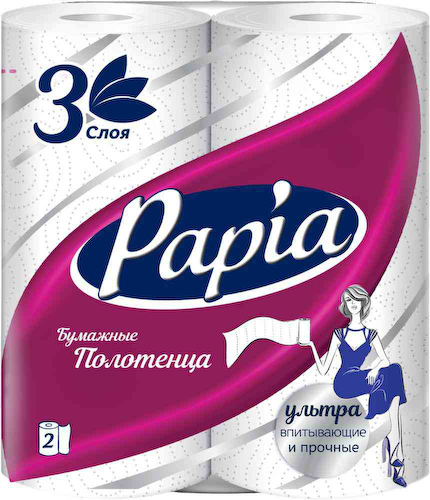 Бумажные полотенца Papia ультравпитывающие и прочные 3 слоя #1