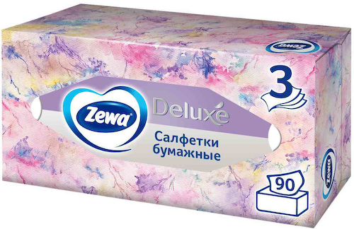 Салфетки бумажные в коробке Zewa Deluxe Design, 3 слоя #1