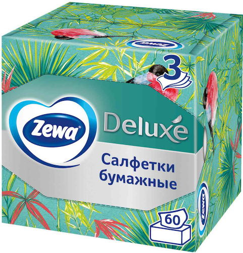 Салфетки бумажные в коробке Zewa Deluxe Арома Коллекция, 3 слоя #1