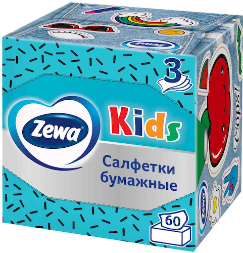Салфетки бумажные в коробке Zewa Kids 3 слоя #1
