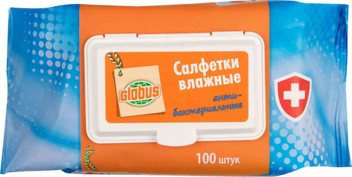 Влажные салфетки антибактериальные Глобус упаковка с клапаном #1