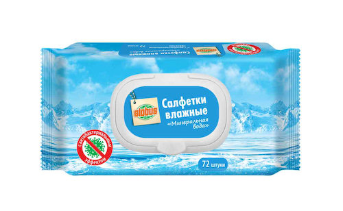 Влажные салфетки Минеральная вода Глобус с антибактериальным эффектом #1