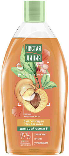 Гель для душа Чистая Линия Nature Plus смягчающий персик-миндальное масло #1