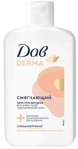 Крем-гель для душа Дав Derma смягчающий для очень сухой и чувствительной кожи #1