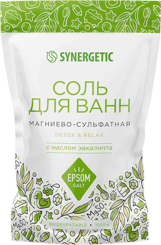 Соль для ванн Synergetic Магниево-сульфатная с маслом эвкалипта #1