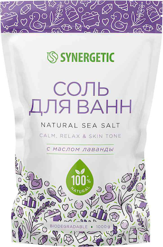 Соль для ванн Synergetic Морская с маслом лаванды #1