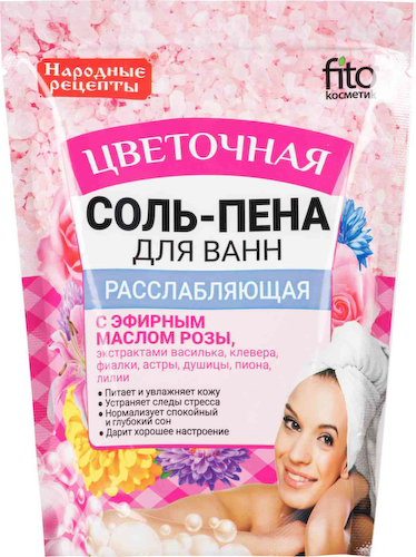 Соль-пена для ванн расслабляющая Fito Cosmetic Цветочная с эфирным маслом розы #1